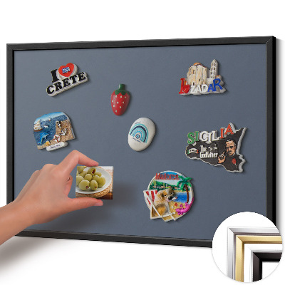 Magnetisch bord met zwarte rand Kleur koel grijs