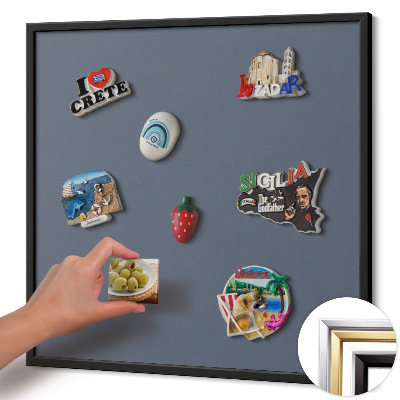 Magnetisch bord met zwarte rand Kleur koel grijs
