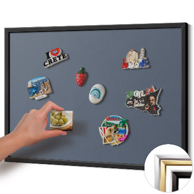Magnetisch bord met zwarte rand Kleur koel grijs