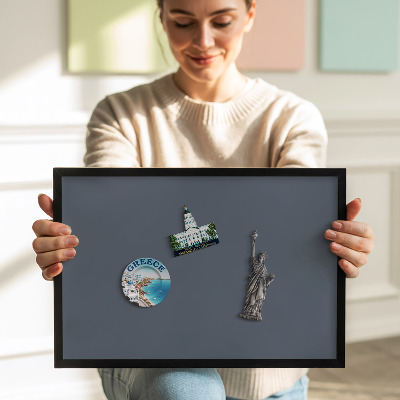 Magnetisch bord met zwarte rand Kleur koel grijs