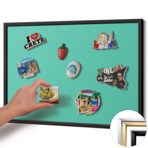 Magnetisch bord met zwarte rand Kleur mintgroen