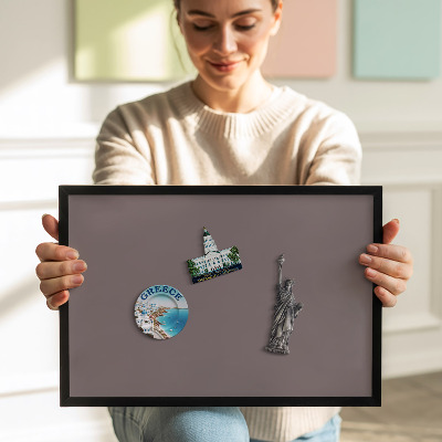 Magnetisch bord met zwarte rand Kleur lichtbruin