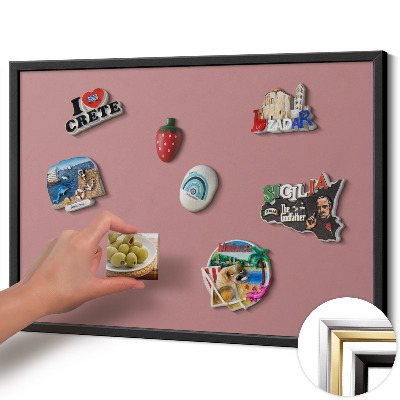 Magnetisch bord met zwarte rand Kleur pastelroze