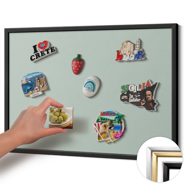 Magnetisch bord met zwarte rand Kleur aquamarijnblauw