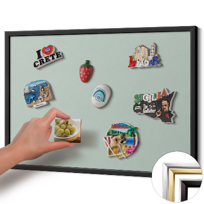 Magnetisch bord met zwarte rand Kleur aquamarijnblauw
