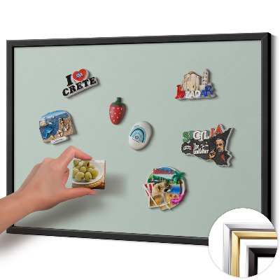 Magnetisch bord met zwarte rand Kleur aquamarijnblauw
