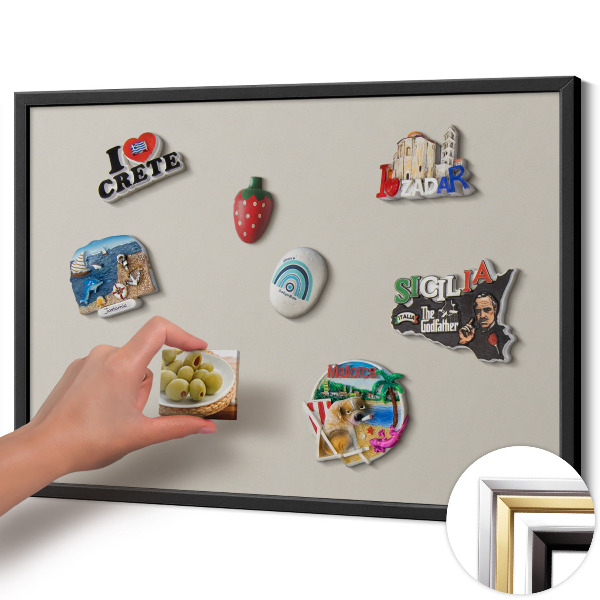 Magnetisch bord met zwarte rand Kleur crème