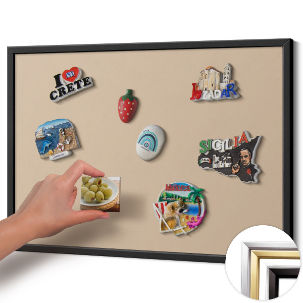 Magnetisch bord met zwarte rand Kleur beige