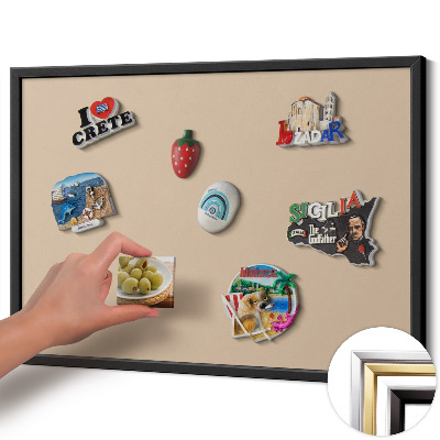 Magnetisch bord met zwarte rand Kleur beige