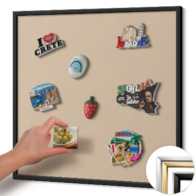 Magnetisch bord met zwarte rand Kleur beige