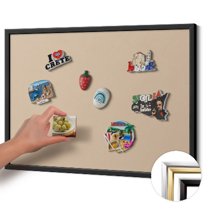 Magnetisch bord met zwarte rand Kleur beige