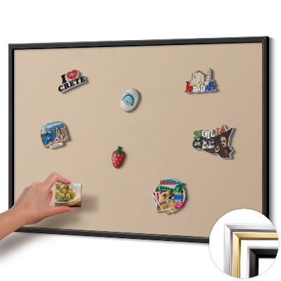 Magnetisch bord met zwarte rand Kleur beige