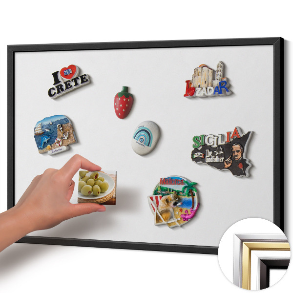 Magnetisch bord met zwarte rand Kleur wit