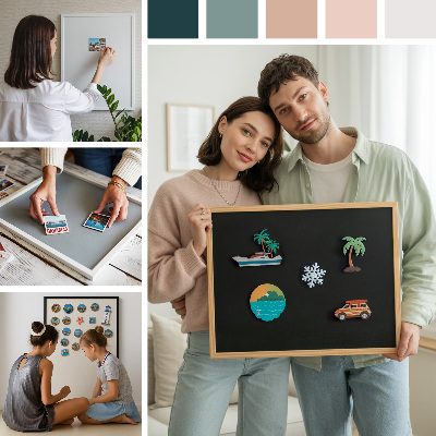 Magnetisch bord met zwarte rand Kleur wit