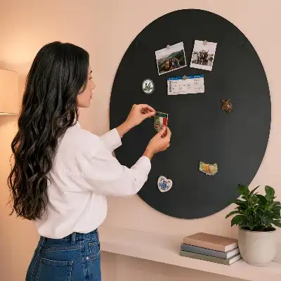 Magnetisch bord voor reismagneten in de kleur zwart rond