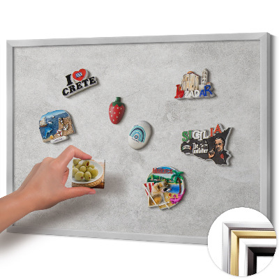 Magnetisch bord met zilveren lijst Betonnen muurstructuur