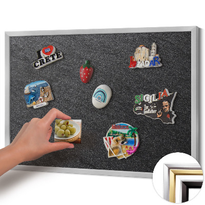 Magnetisch bord met zilveren lijst Stenen muurstructuur