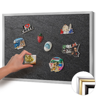 Magnetisch bord met zilveren lijst Stenen muurstructuur