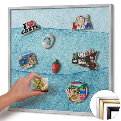 Magnetisch bord met zilveren lijst Aquarelblauwe golven