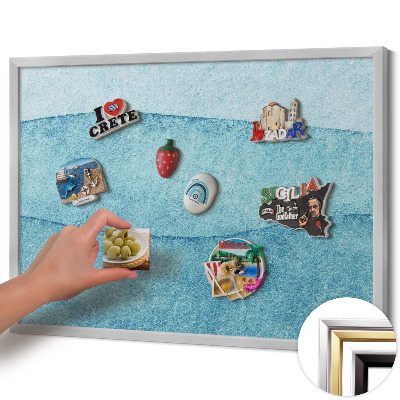 Magnetisch bord met zilveren lijst Aquarelblauwe golven