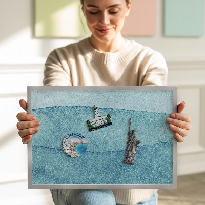Magnetisch bord met zilveren lijst Aquarelblauwe golven