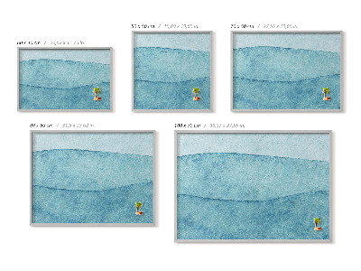 Magnetisch bord met zilveren lijst Aquarelblauwe golven