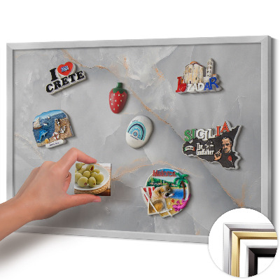 Magnetisch bord met zilveren lijst Elegant decoratief marmer