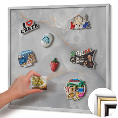 Magnetisch bord met zilveren lijst Elegant decoratief marmer