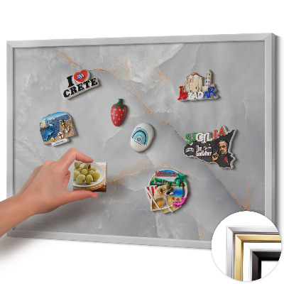 Magnetisch bord met zilveren lijst Elegant decoratief marmer