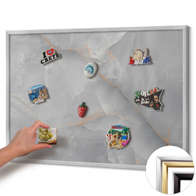 Magnetisch bord met zilveren lijst Elegant decoratief marmer