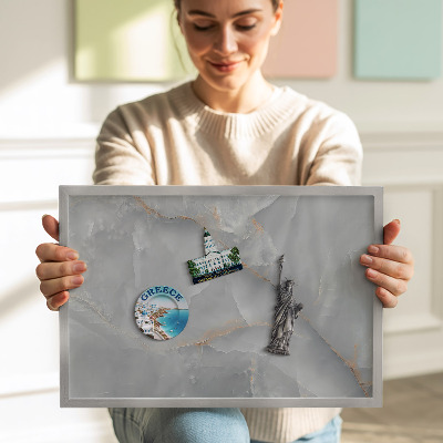 Magnetisch bord met zilveren lijst Elegant decoratief marmer