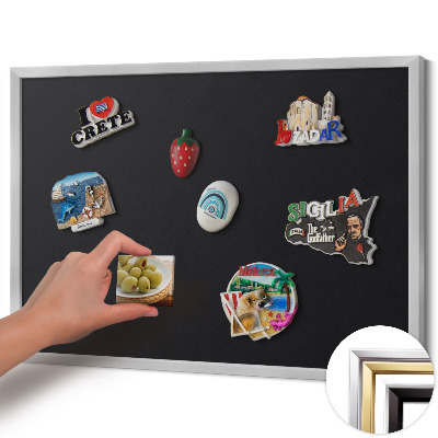 Magnetisch bord met zilveren lijst Zwarte kleur