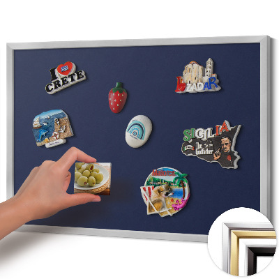 Magnetisch bord met zilveren lijst Donkere marineblauwe kleur