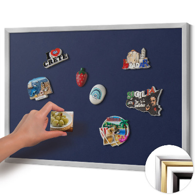 Magnetisch bord met zilveren lijst Donkere marineblauwe kleur