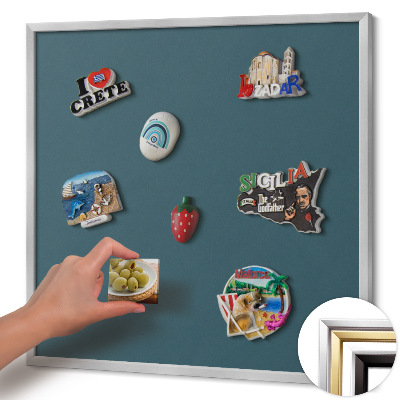 Magnetisch bord met zilveren lijst Donkere zeekleur