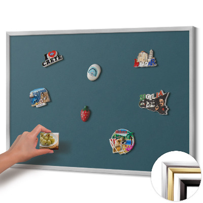 Magnetisch bord met zilveren lijst Donkere zeekleur