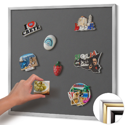 Magnetisch bord met zilveren lijst Donkere grijze kleur