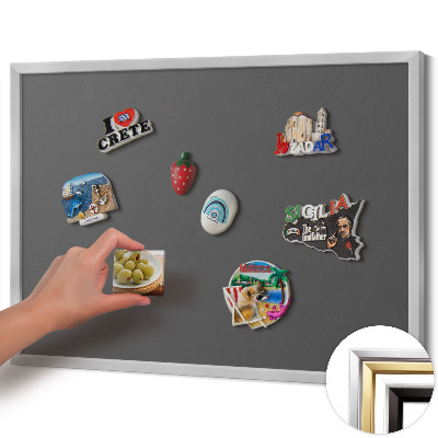Magnetisch bord met zilveren lijst Donkere grijze kleur