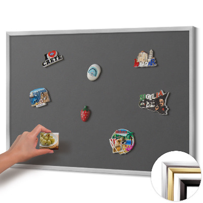 Magnetisch bord met zilveren lijst Donkere grijze kleur