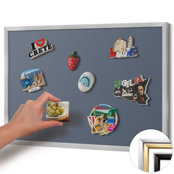 Magnetisch bord met zilveren lijst Koele grijze kleur