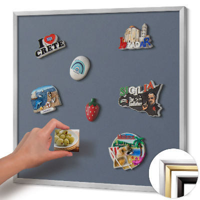 Magnetisch bord met zilveren lijst Koele grijze kleur