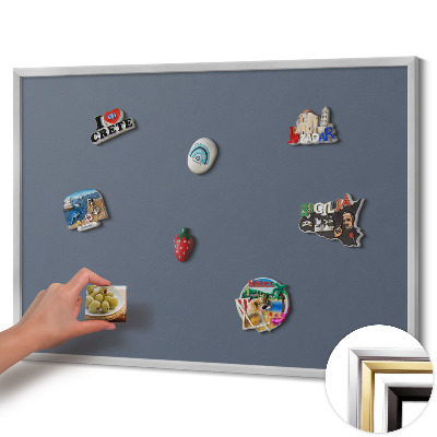 Magnetisch bord met zilveren lijst Koele grijze kleur