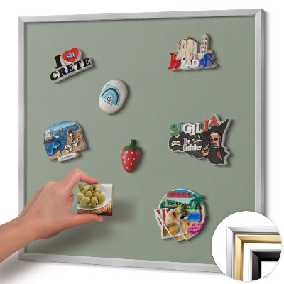 Magnetisch bord met zilveren lijst Lichte olijfkleur