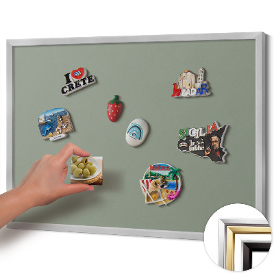 Magnetisch bord met zilveren lijst Lichte olijfkleur