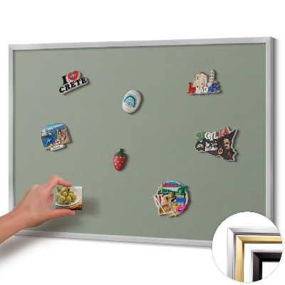 Magnetisch bord met zilveren lijst Lichte olijfkleur