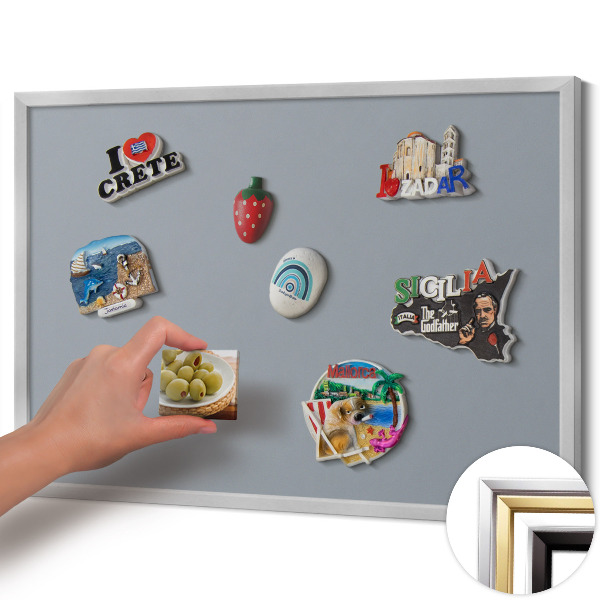 Magnetisch bord met zilveren lijst Grijze kleur