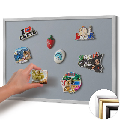 Magnetisch bord met zilveren lijst Grijze kleur