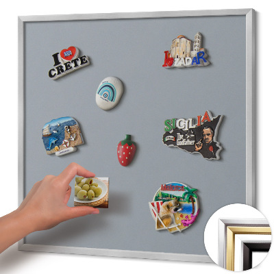 Magnetisch bord met zilveren lijst Grijze kleur
