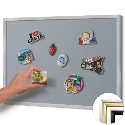 Magnetisch bord met zilveren lijst Grijze kleur