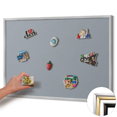 Magnetisch bord met zilveren lijst Grijze kleur